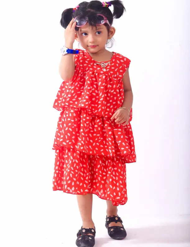 লাল জর্জেট ফ্রক -Baby Dress Collection Online Bangladesh