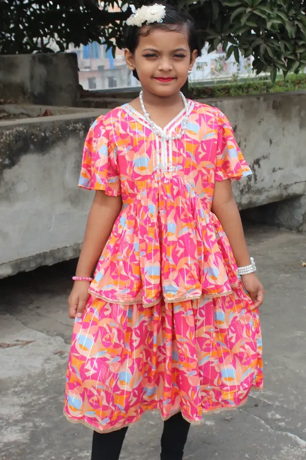 চায়না লিনেন ডিজিটাল প্রিন্ট ফ্রক