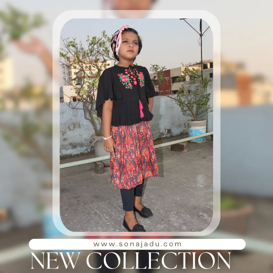 কালো রঙের স্টাইলিশ গার্লস ফ্রক
