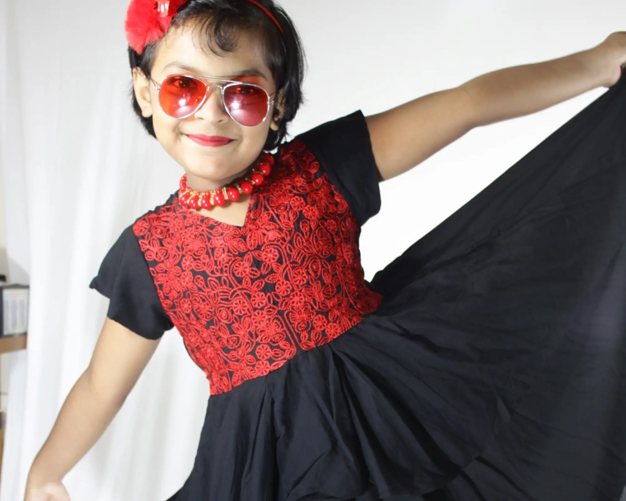 কালো চায়না লিনেন ফ্রক - Baby Frock