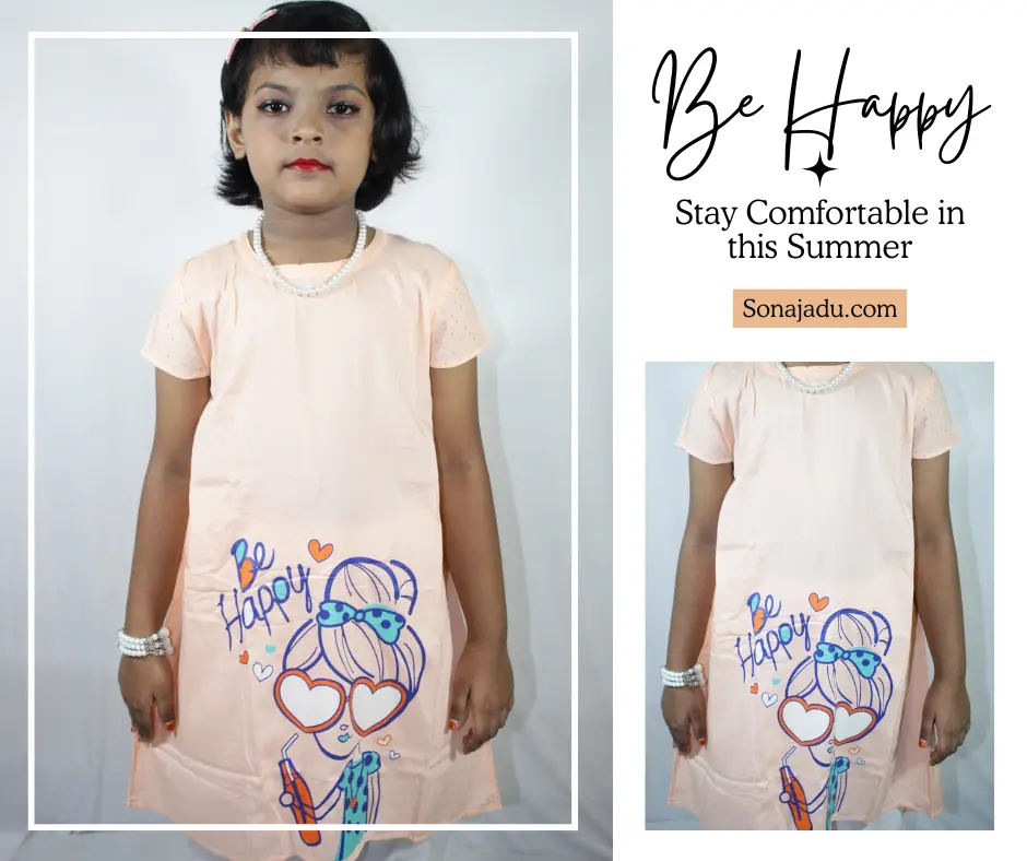 Be Happy Girls - Peach Colour - Stylish Baby Frock - Baby Girl Dress Online BD